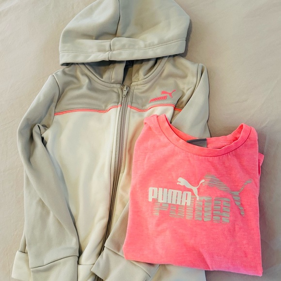 Puma Kids Gray and Pink Hoodie and T-Shirt Set 4T - Picture 1 of 6